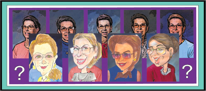 pictures and caricatures of Arlene Scallon